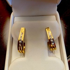 14k Yellow Gold & Diamond Earrings